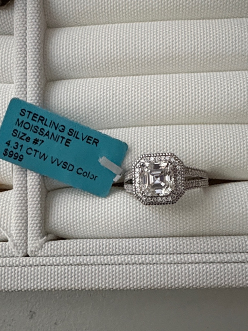 Sterling Silver 4.31 CTW Moissanite Engagement Ring - White